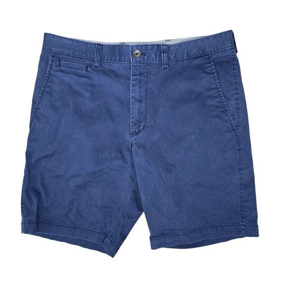 Nordstrom Mens Shop Navy Blue Stretch Cotton Blend Chino Shorts 35W - Picture 1 of 6